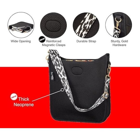 Pinafore Crossbody Purse Bag Messenger Neoprene Adjustable Guitar Strap New - Picture 6 of 12